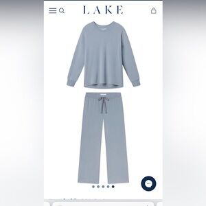 Lake Women's Pajama Set in Dusty Blue/Small imperfection  on front of top